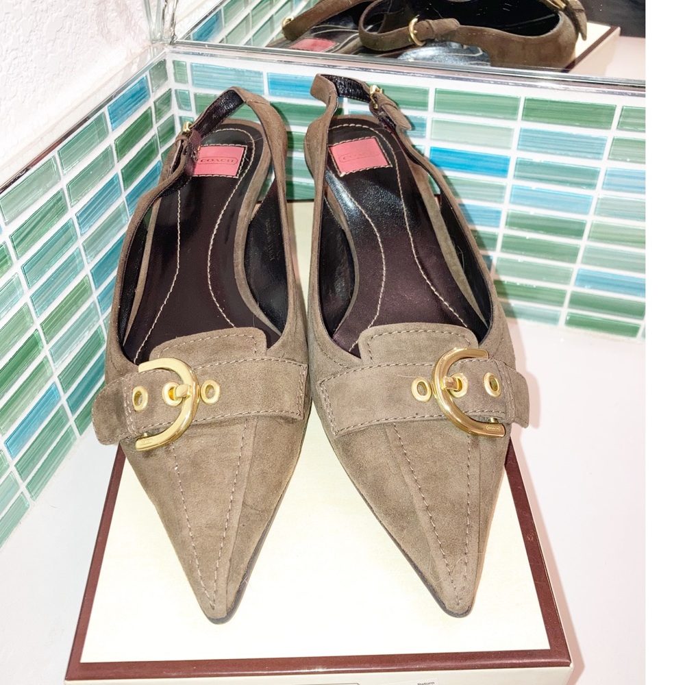NIB COACH Leather Slingbacks KittenHeel SZ:9
